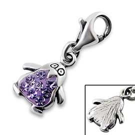jewellerybox Sterling Silver & Crystal Penguin Clip on Charm