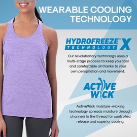Arctic Cool Women's Tank Instant Cooling Moisture Wicking Performance UPF 50+ Tank Top | Lightweight Breathable Tank for Running, Workout, Exercise, Yoga, Fishing, Lavender Twist, XL
