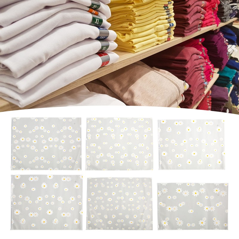 30PCS Frosted Slide Zip Plastic Bags Daisy Pattern Reusable Lightweight