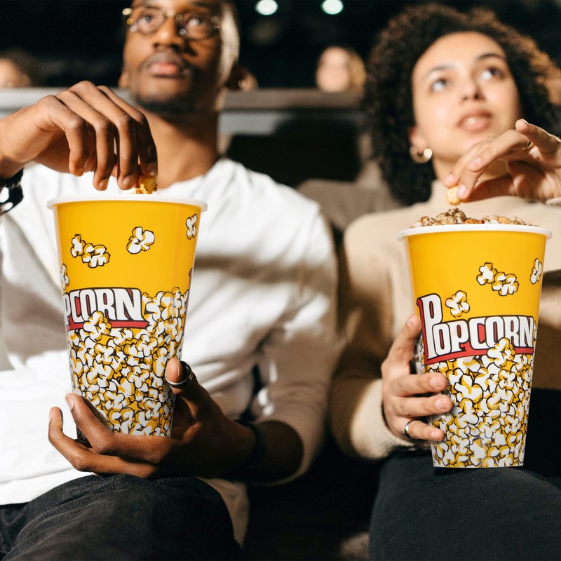 Novelty Place Retro Style Plastic Popcorn Containers for Movie Night