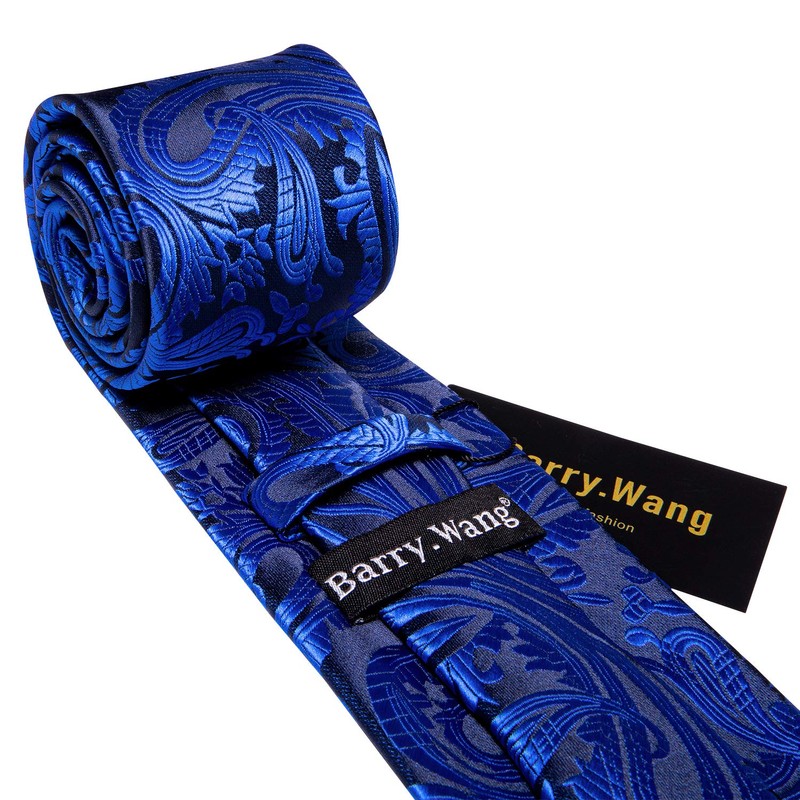 Barry.Wang Men Ties Paisley Woven Silk Necktie Set with Pocket