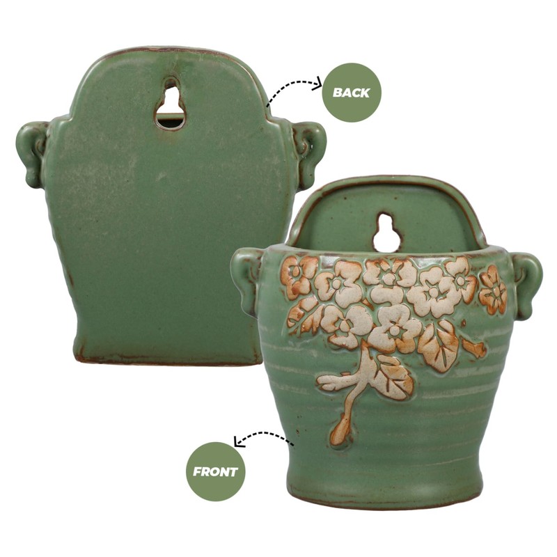 SUPVOX Ceramics Green Hanging Planters for Wall Wall Flower Pot