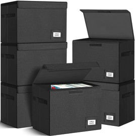 Leffis 6 Pack Comic Book Storage, Collapsible and Stackable Comic Short Box, Moistureproof Comic Box with Lid and Label Slot 15.5" X 7.5" X 11.3" Holds 150 Comics