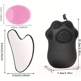 Set de compresas frías para el rostro: incluye cubiteras, espátula para hielo y bolsa de almacenamiento; ideal para la limpieza facial, las mascarillas y el gua sha. Regalo de Navidad, regalo de San Valentín(Black)