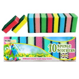 HOMESmith Dish Washing Sponge, Foam, Mix Colours, Pack of 10