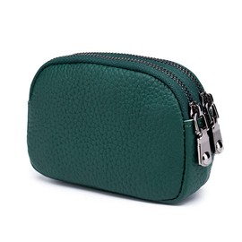 SHTGOI Leather Women's Purse Small Bee Coin Purse Double Zip Purse Card Holder with Multiple Compartments Simple Cute Coin Bag Women Purse Wallet Green
