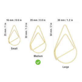 120 Pieces Gold Paper Clips Teardrop Medium Stainless Steel Drop-Shaped Paper Clips for Office School Supplies Wedding Invitations Scrapbooking Bookmarks Kids Women Planners (1.3 inch) by DEEDYGO