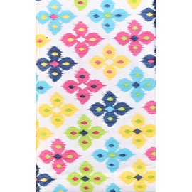 Elrene Home Fashions Summer Fun Vibrant Colorful Geometric Floral Abstract Vinyl Flannel Back Tablecloth (60" Round)