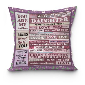 uinwk to My Daughter Pillow Cover 18x18, Daughter Gifts from Dad, Father Daughter Gifts, Dad to Daughter Gifts, Daughter Christmas Birthday Gifts, Gifts for Daughters Adult