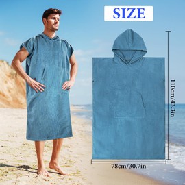 AUYAO Hooded Poncho Towel Adult Towel Wrap Robe Microfibre Changing Robe Towel with Pocket Oversized Towel Poncho Beach Universal Size Cover-Up Bath Towel with Hood for Swimming Surfing(Light Blue)