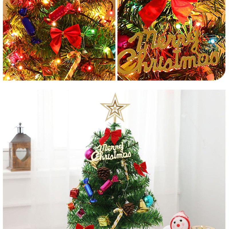 19.7inch Tabletop Christmas Tree Mini Artificial Decorated Christmas Tree Set