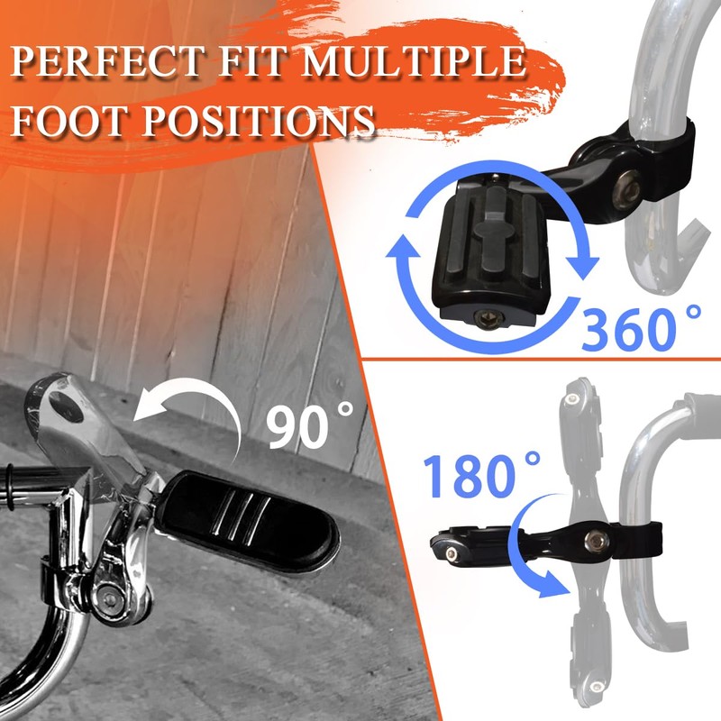 FOVPLUE 1.25" Highway Footpegs,Short Angled Adjustable Highway Pegs w/Mounts for
