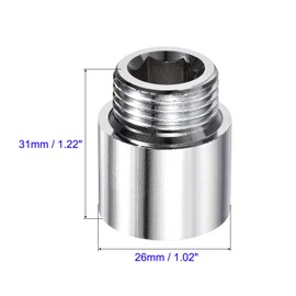 Unifizz Nickel Plated Brass Pipe Fitting Extension 20mm G1/2 Female to G1/2 Male Thread Reducer Adapter Connector