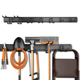 SUKIZZ Garage Storage, Garage Organization, Garage Tool Organizer Wall Mount, Garden Tool Organization and Storage 48.1 Inches, Max 450lbs Adjustable Metal Hooks, Hangers Garden Yard Tool Rack,