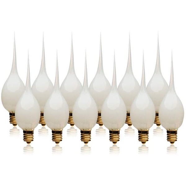 LightLady Studio, Silicone Dipped Candle Light Bulbs, 7 Watts, Pack of 12, Replacement Bulb for Window Candles