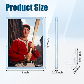 30 Pack Arcylic Card Sleeves Card Protector Cases Fit for Trading Cards Standard Sports Baseball Card Holder Collectibles + 5 Pack Card Display Stand