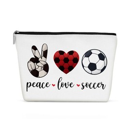 Henhesaha Funny Loves Soccer, Soccer Gifts, Soccer Lovers Gifts Makeup Bag Funny Cosmetic Bag Travel Toiletry Bag for Women Sport Soccer Coach Teacher Friend Daughter Birthday Friendship Christmas