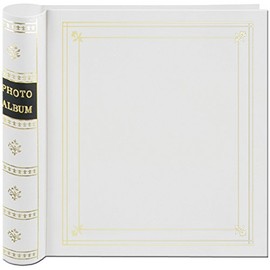 Pioneer Photo 200-Pocket Coil Bound Cover Photo Album for 4 by 6-Inch Prints, White Leatherette with Gold Accents (BDP-246/W)