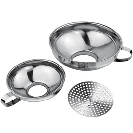 3 Pack Canning Funnel 3-in-1 Stainless Steel Funnel Set Wide Mouth Funnels with Detachable Strainer for transferring Liquid, Powder, jam, Grain, Oil, Spices