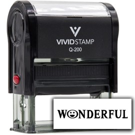 Vivid Stamp Wonderful Smiley Face Self Inking Rubber Stamp (Black Ink) - Q-200