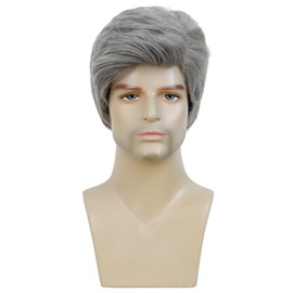 Short Grey Wigs for Men Synthetic Heat Resistant Natural Daily Full Wig Halloween Cosplay Male Hair Gray Wigs