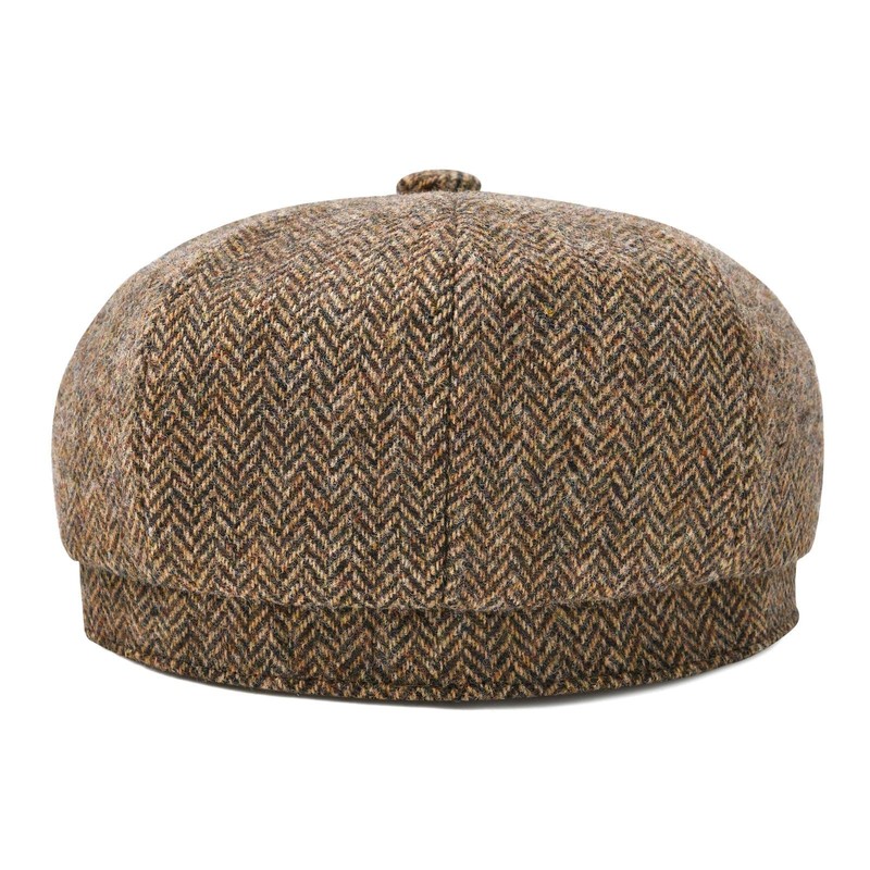 BOTVELA Men's 8 Panel Wool Blend Newsboy Flat Cap Herringbone