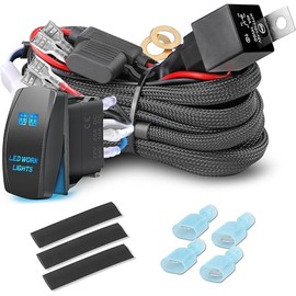 Wiring Harness 2 Lead, Rfroad Lighting 12V Fog Lights Wiring Harness Kit for LED Light Bar Work Lights Driving Lights 40A Relay Fuse On/Off Rocker Switch Nylon Wire Harness for Truck UTV ATV Boat