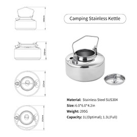 Fire-Maple Antarcti Stainless Steel Kettle | 1.0 Liter Camp Kettle Great for Boiling Water, Tea, Coffee, Freeze-dried Backpacking Meals | Portable for Camping Bushcraft and Travel