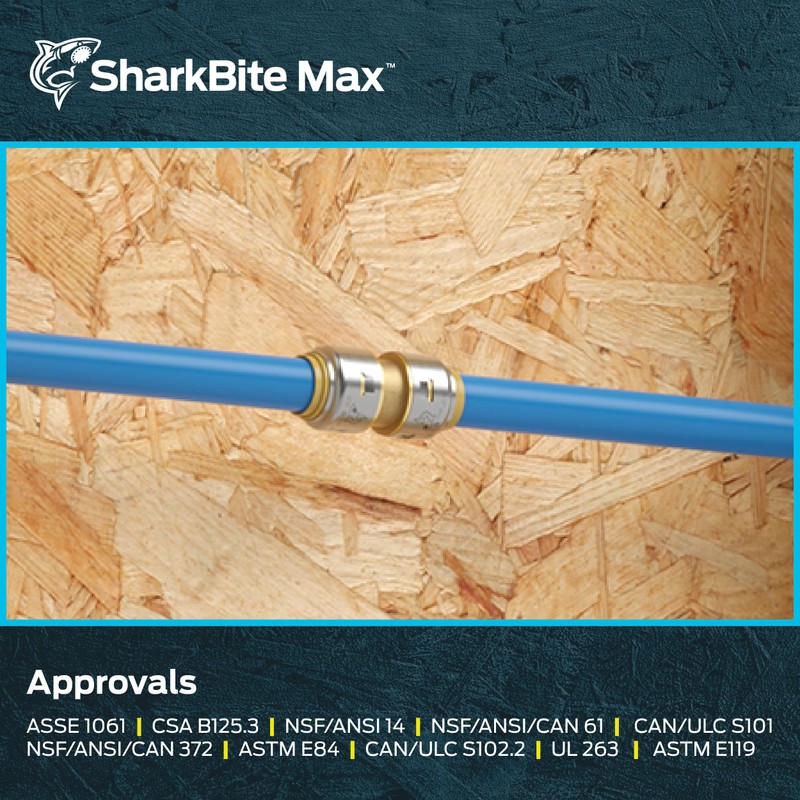 SharkBite Max 1/2 Inch Coupling, Push to Connect Brass Plumbing
