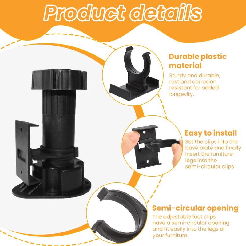 THATSRAD 20 x Kitchen Base Brackets Pedestal Clip Kitchen Pedestal