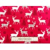 Christmas Fabric Red & Cream Reindeer Design - Red Background