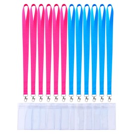 12 Pack Cruise Lanyard Set with 12 Transparent ID Cardholders: 2 Colors x 6, Perfect for Small Quantity Needs (Hotpink+SkyBlue,12P