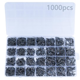 1000PCS Fishing Hooks High Carbon Steel Bulk Fishing Hooks Set for Catfish Bass Trout Hooks Freshwater and Saltwater