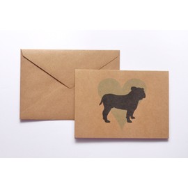 English Bulldog Blue Heart Stationery Note Card Set