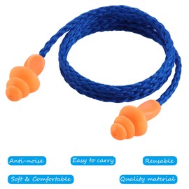 100 Pairs Corded Ear Plugs Silicone Noise Reducing Blocking Cancelling Soft Reusable Rubber Hearing Protection Earplugs for Sleeping Swimming Snoring Sports Racing