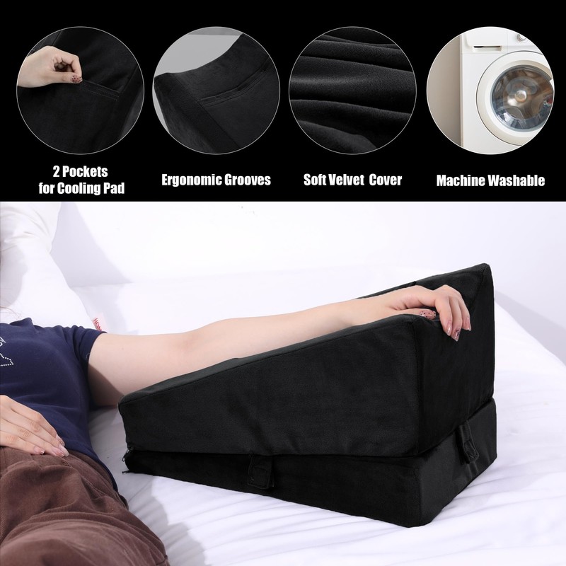 BALAPET 2-in-1 Adjustable Arm Elevation Pillow with Pockets, Ergonomic Wedge