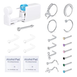 QWALIT Nose Ring Piercing Kit - Self Piercing at Home Kit with Disposable Nose Ring Gun