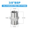 ERGAOBOY Pack of 2 Stainless Steel 316L Hexagonal Fittings with