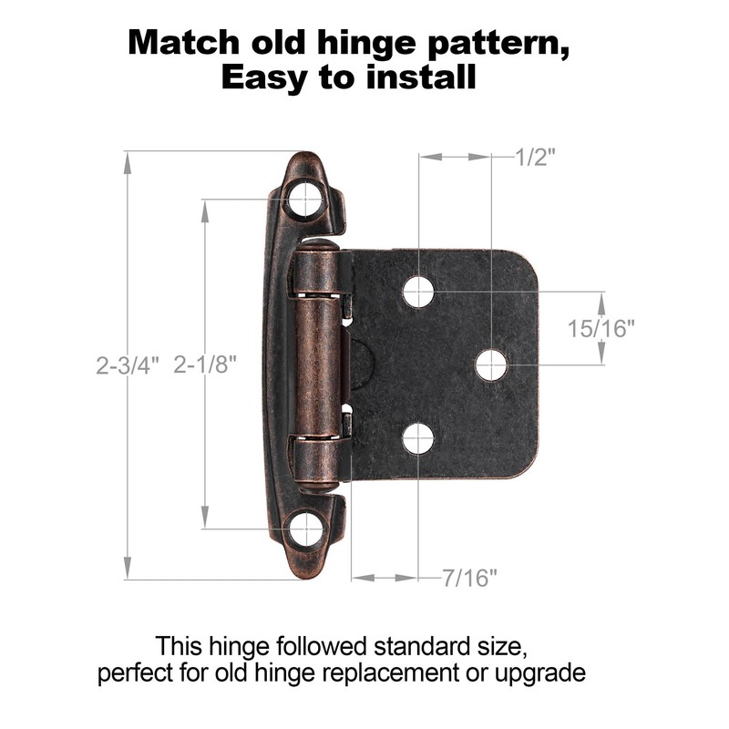 Vallecloud 4 Pack (2 Pair) Antique Copper Self Closing Cabinet