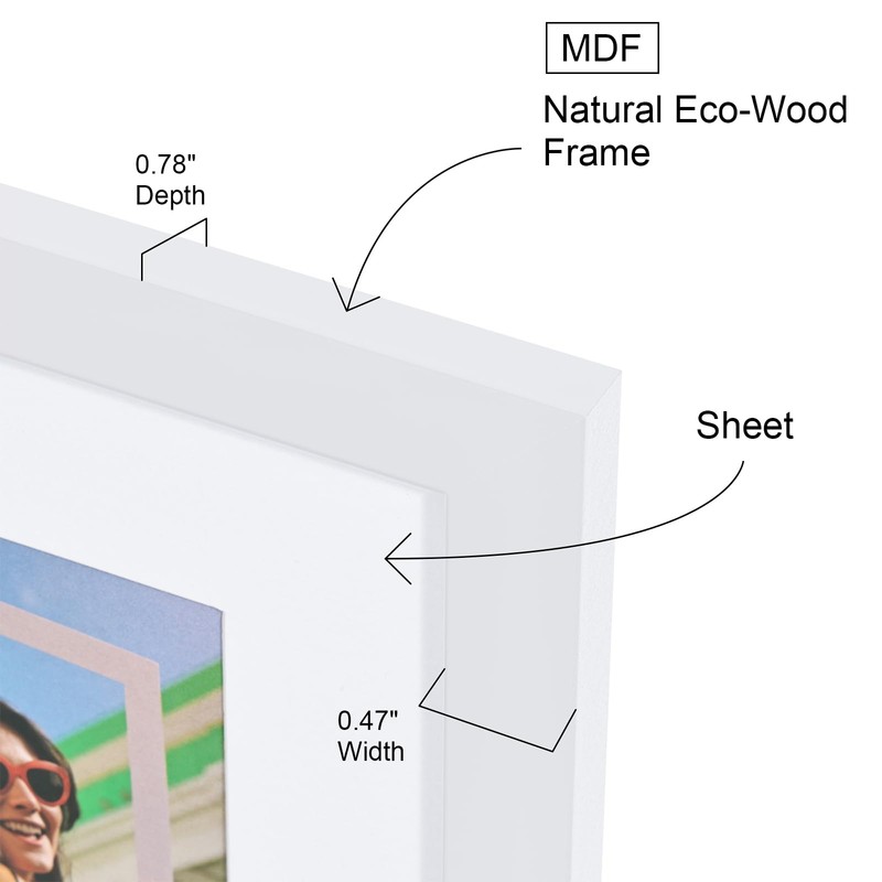 smiry Picture Frame 8x10, Display Pictures 5x7 with Mat or