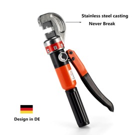 Senmit 10 Ton Hydraulic Cable Crimper Hand Tool for 1/8, 3/16 Stainless Steel Cable Railing Fittings, Heavy Duty Head, Come with 8 Pairs Dies and Cable Cutter