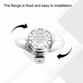 uxcell KSD301 Thermostat 90℃/194°F 16A Normally Closed N.C Temperature Switch for Microwaves,Oven,Coffee Maker 2 Pcs,Ceramic Material