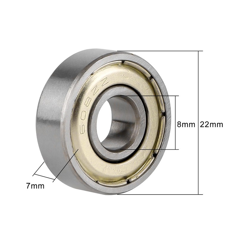 Niooliuk Pack of 20 608 ZZ Skateboard Bearings, Double Shielded,8x22x7