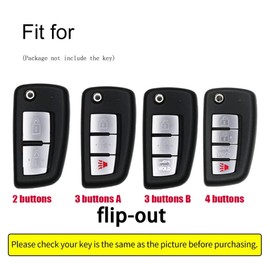 ontto 2/3/4 buttons Alloy Leather Flip Key Fob Cover Fit for Nissan Qashqai J11 X-trail Murano MAXIMA ALTIMA Juke Micra Tiida Pulsar Key Shell case keyring Key holder bag keychain accessories Black A
