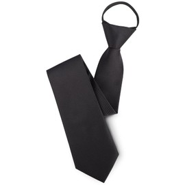 Segarty Men's Necktie, One-Touch Necktie, Black, Zip-On, Easy to Wear, Plain, Formal, For Ceremonies, Business, Job Hunting, School Entrance Ceremony, Black 55*8cm