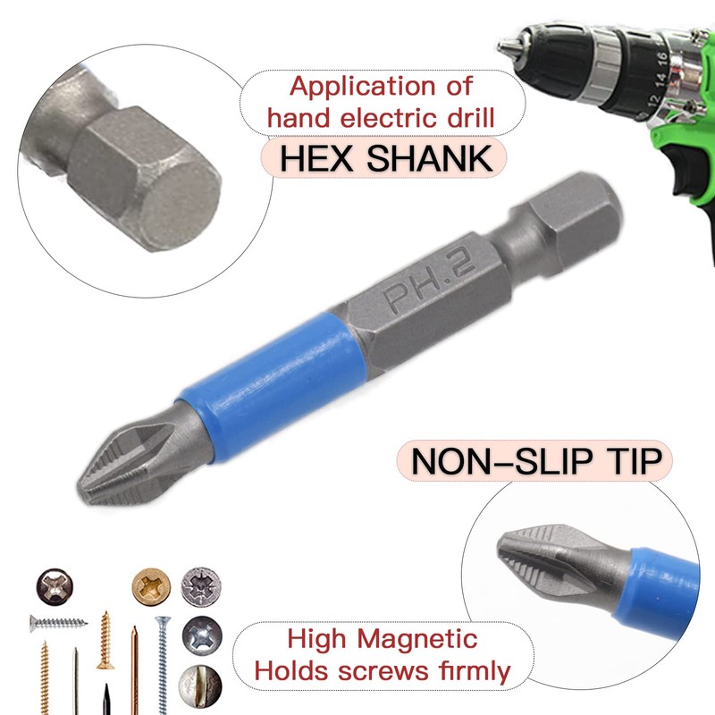 Joyangy 12pcs PH2 Magnetic Screw Head Screwdriver Bit Set, Alloy