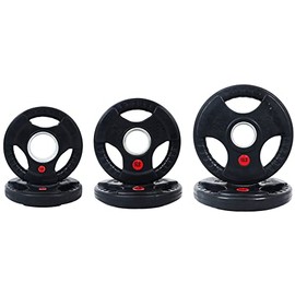 Signature Fitness Olympic 2-Inch Cast Iron Weight Plate for Strength Training and Weightlifting, Style #4, 35LB Set