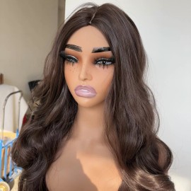WigsA Choc Brown Long Wavy Costume Wigs Layered Women Synthetic Hair Heat Resistant