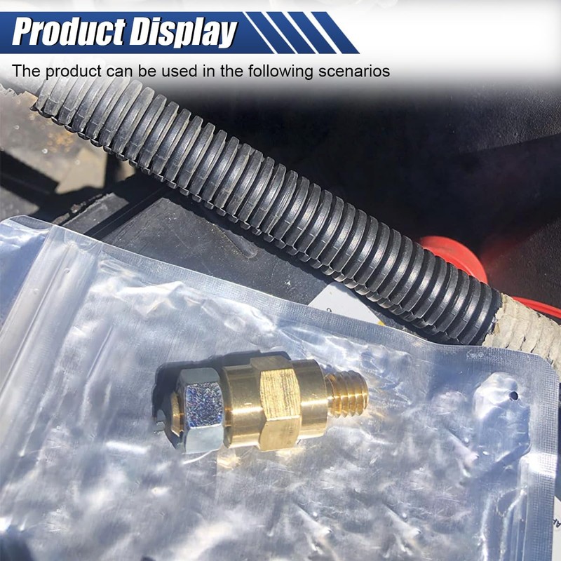 2PCS Brass 3/8"-16 Battery Terminal Bolt, Gold, Hex Head, Automotive