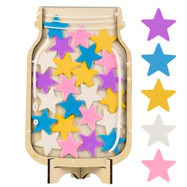 Reward Jar with Star Tokens, Reward Charts for Children Behaviour Potty Training and Daily Chores Reward Chart for Kids, Reward Jar for Classroom (Star)